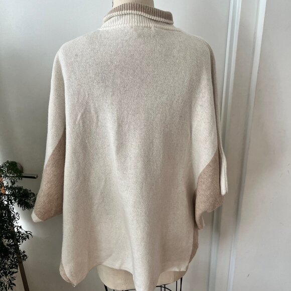 Note di Anita Wool Cashmere Blend High Neck Poncho Sweater One Size - Picture 3 of 6